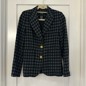 Smythe Charcoal Grey Gingham Checkered Blazer